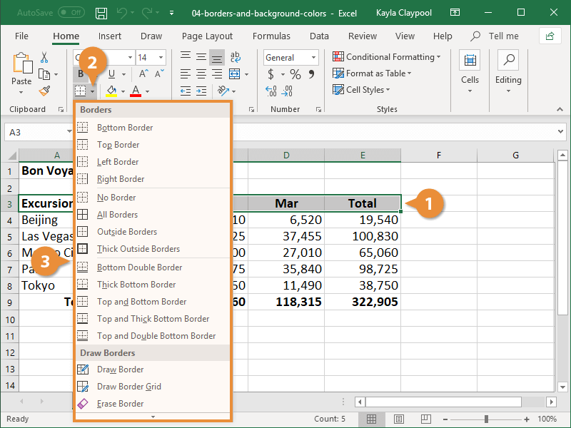 how do you put borders on excel for mac